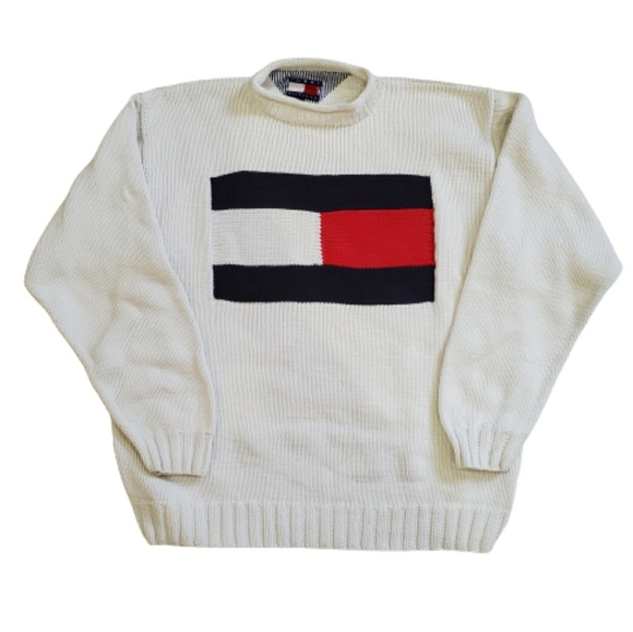 Tommy Hilfiger Other - Tommy Hilfiger Vintage Big Flag White Sweater, L